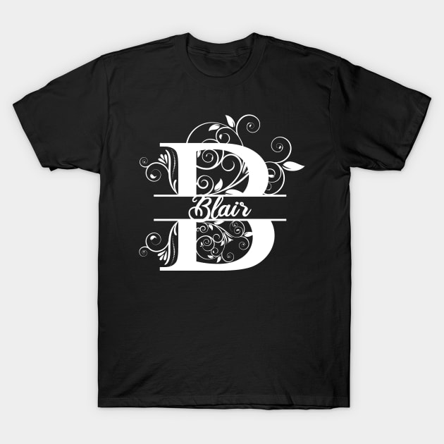 Personalized Name Monogram B - Blair White T-Shirt by MysticMagpie